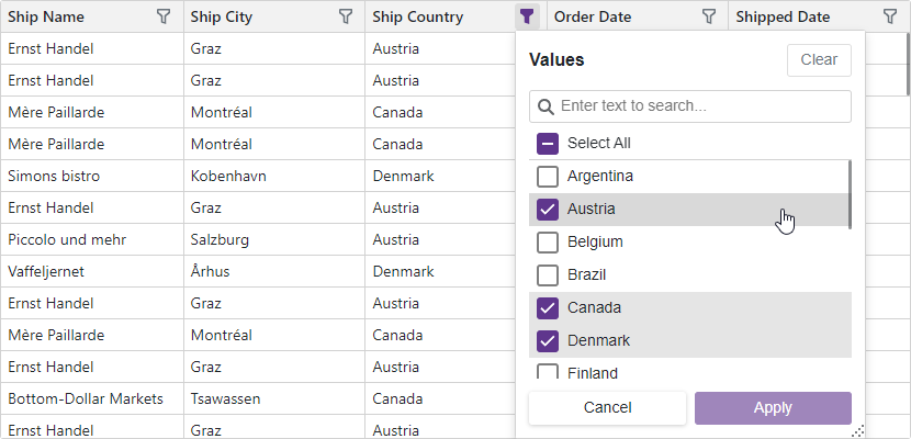 DevExpress示例：Blazor Grid – 绑定到具有实体框架核心的DevExtreme数据源